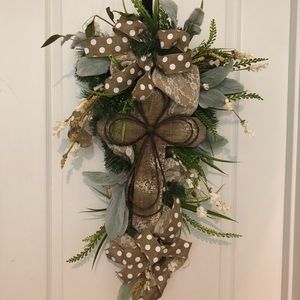 Rustic cross door wreath